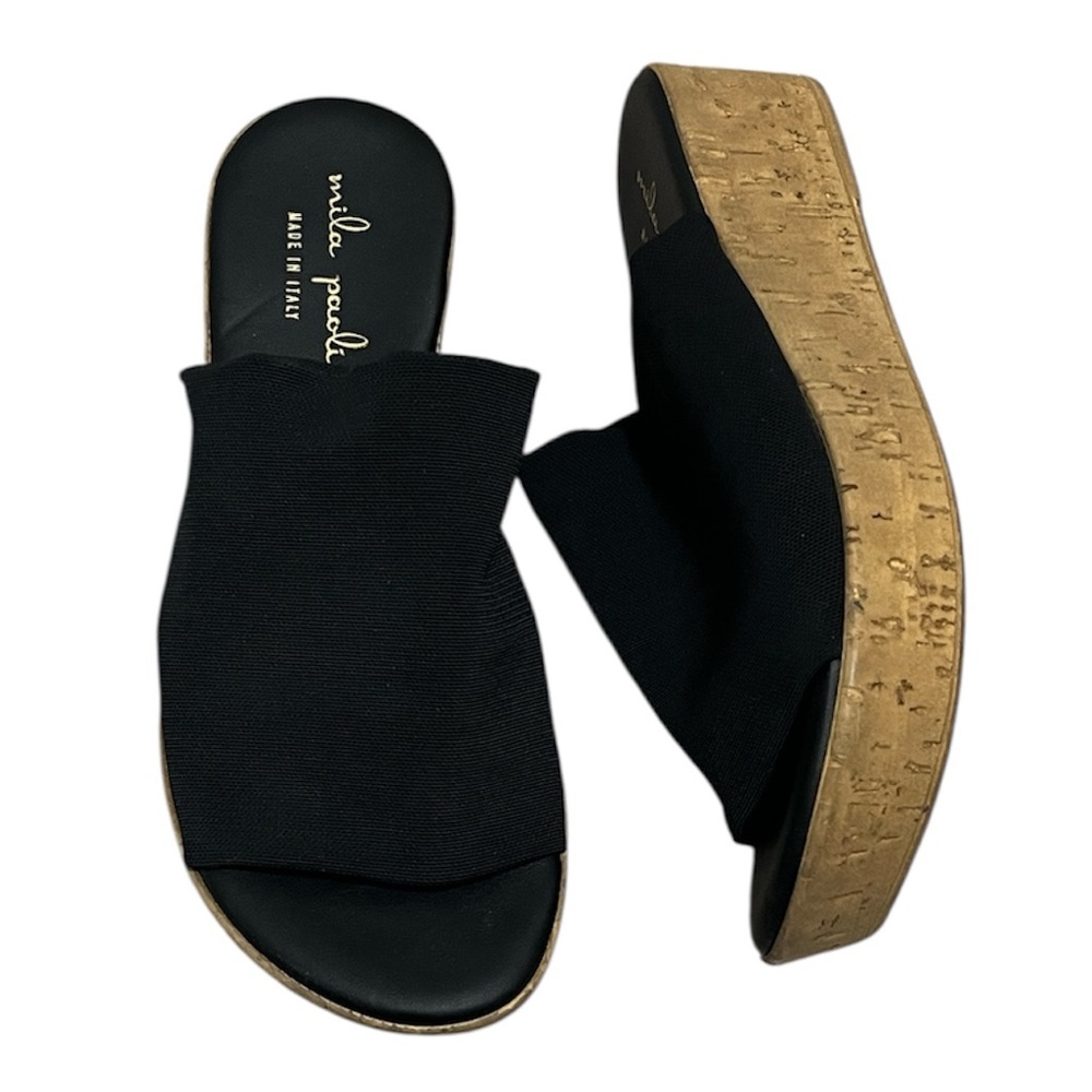 Mila Paoli Platform Mule Sandals Slip On Sandals Black
